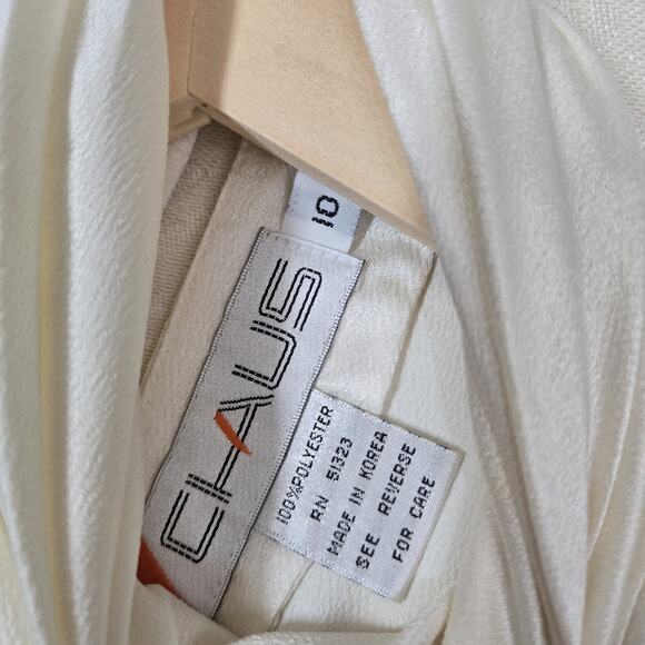 VTG Chaus Halter High Neck Top sz 10 Ivory Sleeveless Rhinestone Buttons - Picture 7 of 11